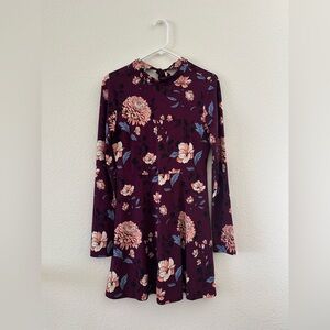 Forever 21 Purple Floral Long Sleeve Dress
